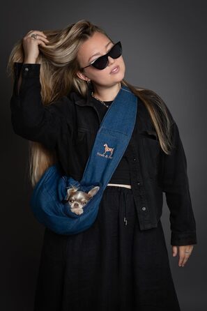 Трансформер для собак Noah & Paw до 5 кг: сумка-переноска з регульованим ременем та м'яким хутром, 3 системи безпеки, преміум денім