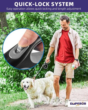 Рулетка для собак EmperorPets, 5 м, міцний нейлон, без заплутування, зелена, з ергономічною ручкою