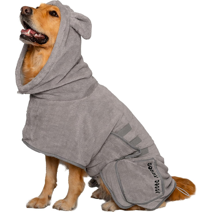 SOGGYDOGGY® Розкішний мікрофібровий халат для собак із капюшоном, швидковисихаючий, надзвичайно вбираючий, товстий і м'який рушник для купання, грумінгу та подорожей