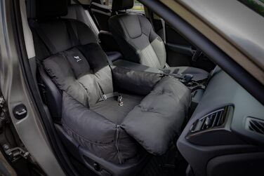 Автокрісло для собак JACKO & CO V2 Premium – підходить для малих та середніх тварин (до 18 кг), з підстілкою та поворотком, чорне