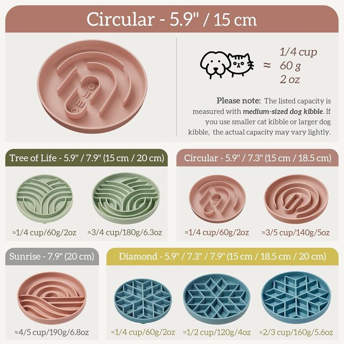 Миска для собак OHMO Anti Schling Napf (Дерево життя), миска для собак та котів, цуценят, запобігає ковтання, проти ковзання, екологічне силікон, світло-зелений (Tarngrün, S-Klassisch)