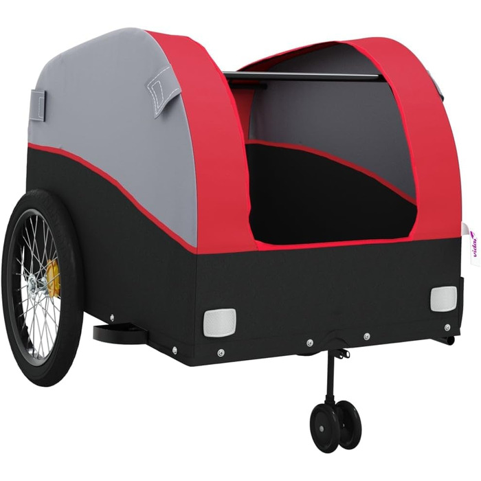 Причіп для велосипеда, вантажний/для собак, чорно-червоний, 45 кг, сталь, для щоденного транспортування, універсальний, легко монтується