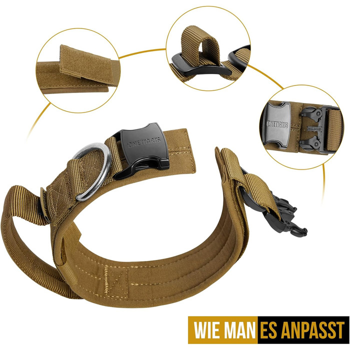 Нашийник для собак OneTigri з металевою застібкою (S, Coyote Brown)