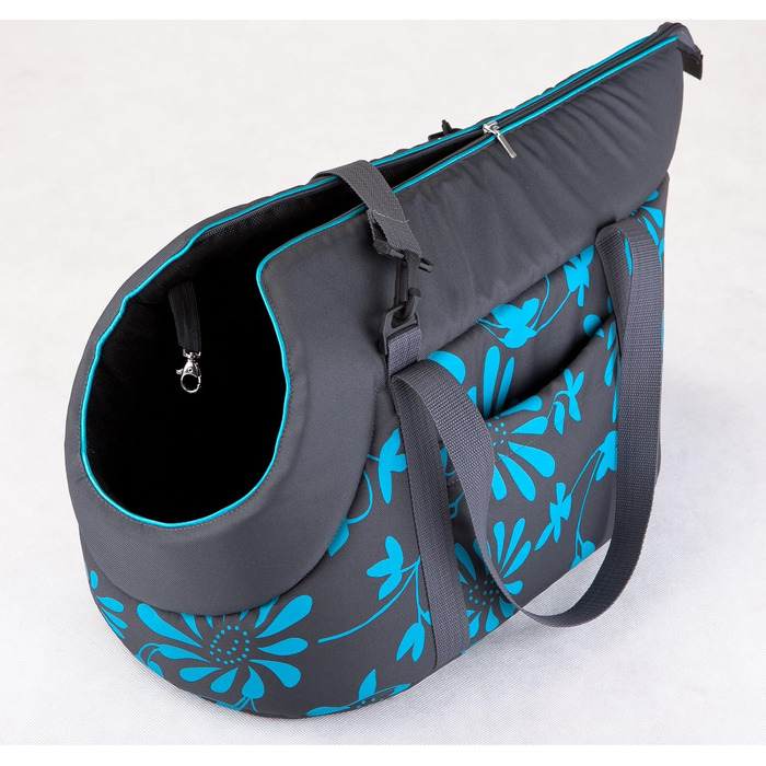 Транспортна сумка для собак та котів: переноска, сумка-переноска (бежева з принтом лапок, сіра з блакитними квітами) (R3, 30x50 см)