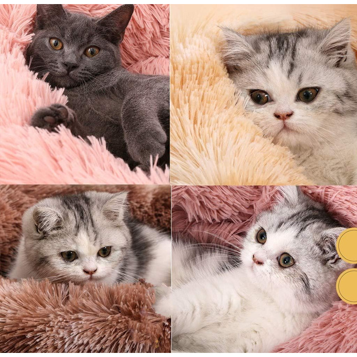 Кругла м'яка лежанка для собак та котів, великого розміру, чорна/рожева (M-60см)