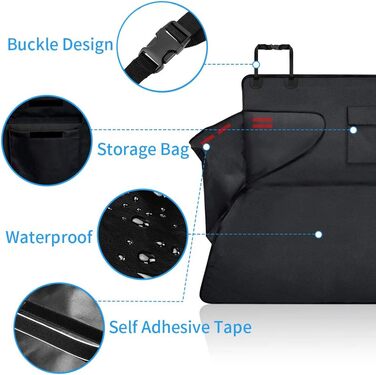 Захист для багажника автомобіля для собак, універсальний, водовідштовхувальний, 185x105x37 см, чорний