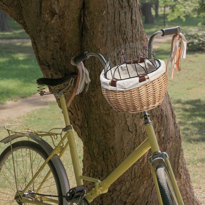 Корзина для велосипеда Perfeclan для тварин (котів та собак), з металевим покриттям, кріпиться на руль, дерев'яного кольору, для прогулянок на велосипеді