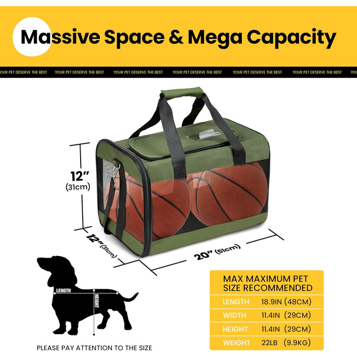 Транспортна переноска для котів та собак Conlun, зелена, L, розкладний дизайн