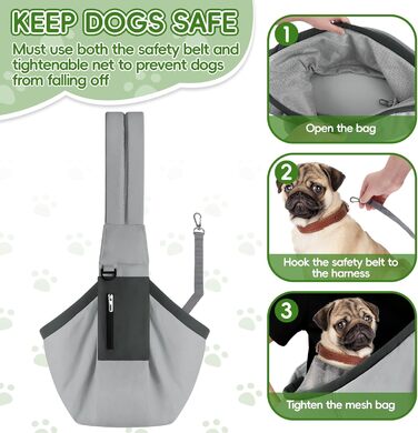 Поводок для собак Bartuke регульований, без рук, для прогулянок з маленькими собаками, зручний та дихаючий, аксесуари для собак, безпечний для подорожей (Зелений) (Сірий)