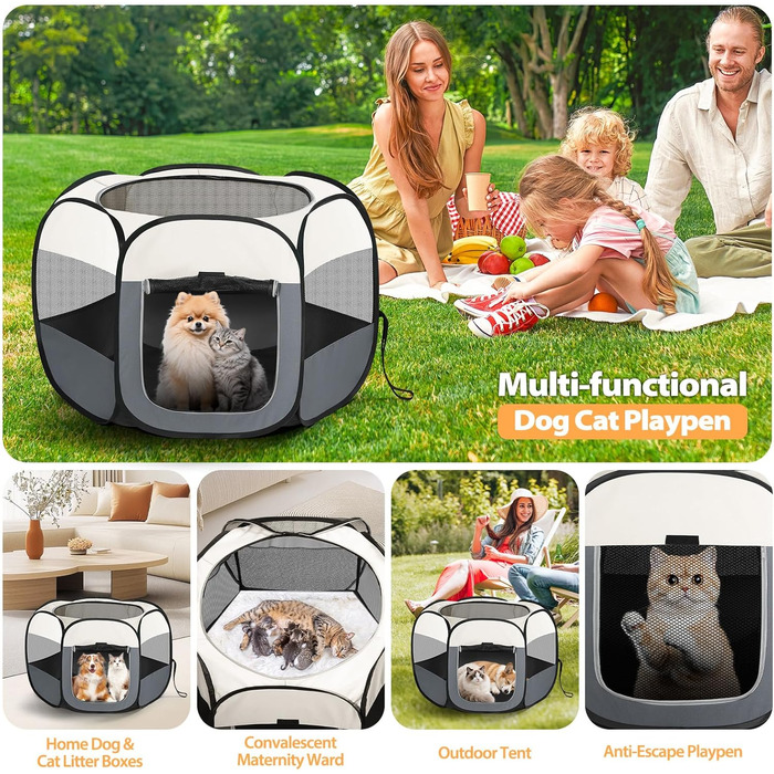 Клітка-переноска для цуценят та дрібних тварин, розкладний вольєр для собак, котів та інших дрібних тварин. Водонепроникний вольєр з Оксфордської тканини з сумкою для перенесення (зелений, L(110x110x0cm))