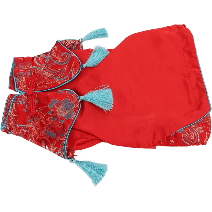 Костюм для собак і котів у стилі чеонгсам: елегантний набір Tang з атласу, м'яка бавовна, для святкування (XS)