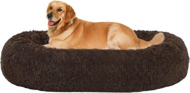 Ортопедичне ліжко для собак, кругленьке, м'яке, для котів та собак, ліжко-софа, коричневе, 100 см, 100x100x20 см