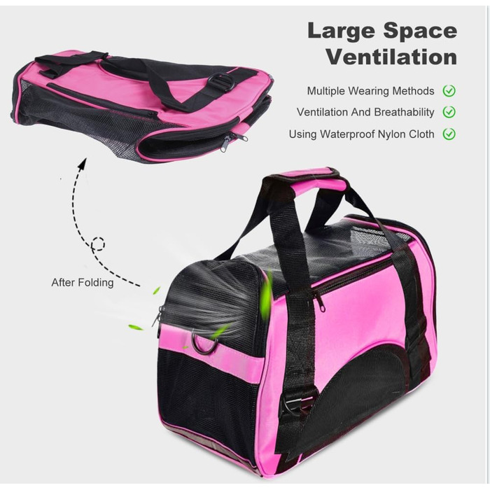 PETCUTE Сумка-переноска для собак і котів, рожева, 50 x 23 x 34 см