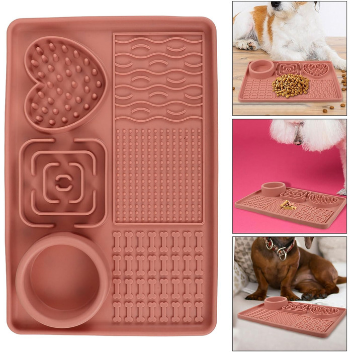 Килимок для собак - повільний годівник великого розміру з присосками, антиковзаюча поверхня, легко миється, сприяє повільному годуванню, підходить для цуценят та домашніх тварин