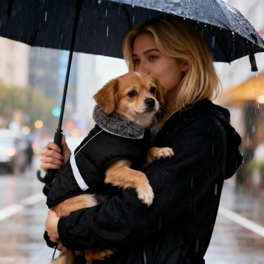 Зимова куртка для собак Awettermante з світловідбиваючими деталями, тепла флісова, для активних прогулянок на вулиці (Purpe, L, Чорний)