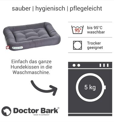 Ортопедична подушка для собак Doctor Bark, 60x55 см, сіра, 95°C, міцна та зручна