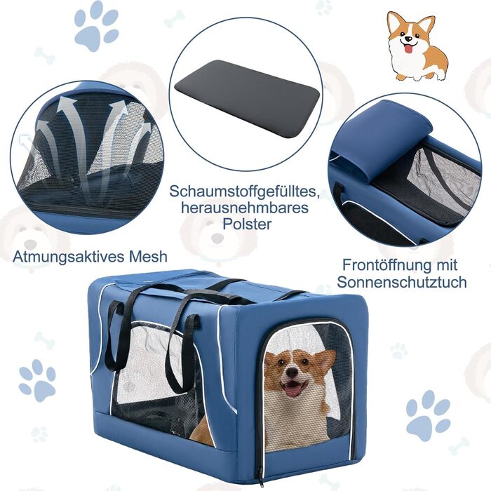 Візок для собак COSTWAY 3 в 1: візок-переноска, візок-клітка з 2 ярусами, блакитний, до 16 кг