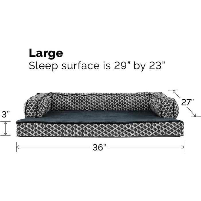 Ліжко для собак та котів FurHaven, M, блакитне, з гелевим шаром, знімний чохол, 91x69x18 см