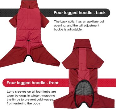 Зимовий теплий куртка для собак, водонепроникний, з високим коміром, для цуценят, малих, середніх та великих собак, для кемпінгу, прогулянок на природі, походів (Червоний XL)