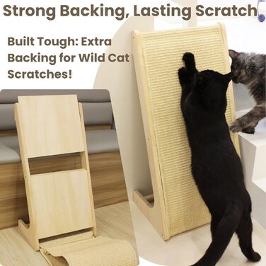 Кігтеточка Pawzentic L-подібної форми для котів, з підставкою, знімною килимком з сизалю, захист меблів, для великих котів