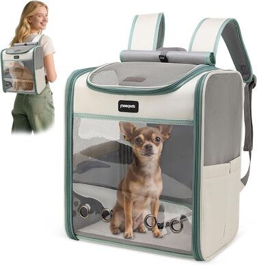 Рюкзак для котів великих порід ALLSOPETS, складаний рюкзак для собак та котів, дихаюча переноска для подорожей, прогулянок та походів (димно-зелений)
