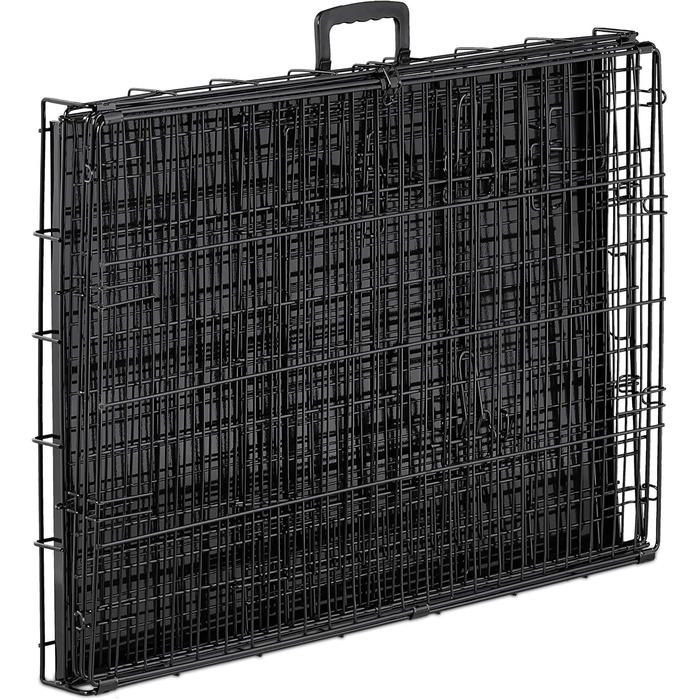 Клітка для собак Relaxdays: для дому та автомобіля, HBT 87x122x80 см, сталева, чорна, з ручкою та двома дверцятами (розміри внутрішні: 54x77x59 см)