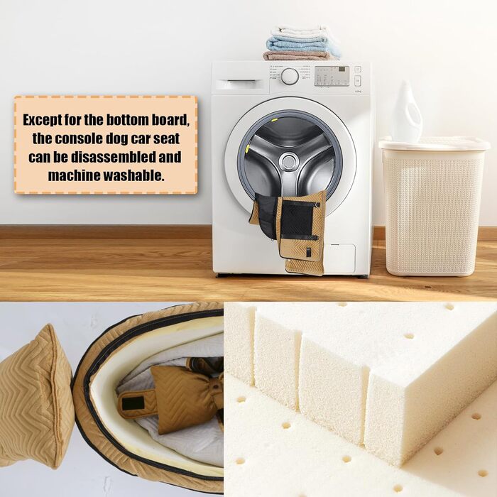 Автокрісло для собак - підставка для тварин у машину з ременем безпеки та м'яким подушками (колір: коричневий)