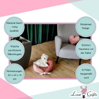 М'яке подушко-ліжко для собак Love Gifts® | Ортопедичне ліжко для собак середніх та маленьких порід | Рожевий колір