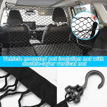 Сітка-перегородка для автомобіля: захист для собак, 120x90 см, Polypropylene, 4 гачки