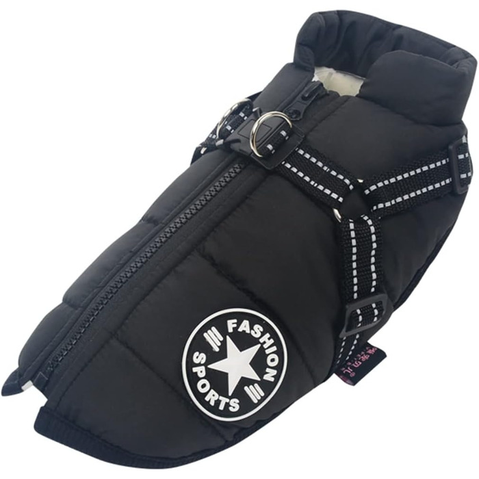 Зимовий жилет для собак Ectkuee з кріпленням для повідка, водонепроникний, з відбиваючими смугами, машинне прання, розмір M, чорний, зелений