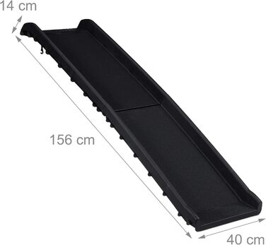 Рампа для собак Relaxdays, складна, антиковзка, для завантаження в багажник, до 90 кг, пластик, 156x40 см, чорна