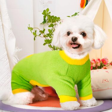 Піжама для собак маленьких порід, фліс, теплий пуловер, комплект 2 шт., X-Small (довжина спини до 22 см), зелений