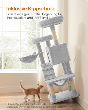 Драбина для котів Feandrea велика, кігтеточка з м'яким покриттям, для великих котів, Ombré сіро-біла PCT162W01