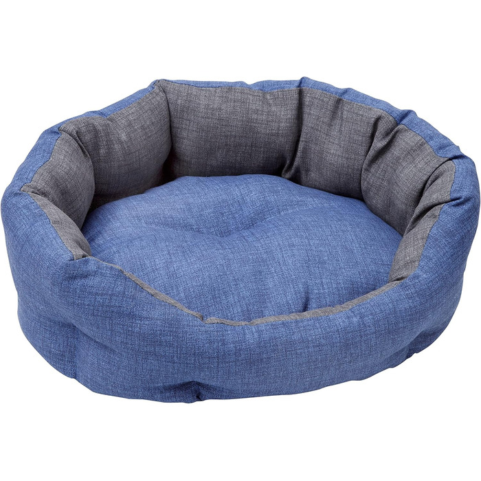 Кругле ліжко для собак та котів Baroni Home, розмір L, 50x65 см, м'яке, зручне, сіре та блакитне, для дому