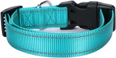 Нашийник для собак з нейлону з персоналізованою вишивкою, світловідбиваючий набір, блакитний колір, з гравіюванням на замовлення, для великих, середніх та маленьких собак