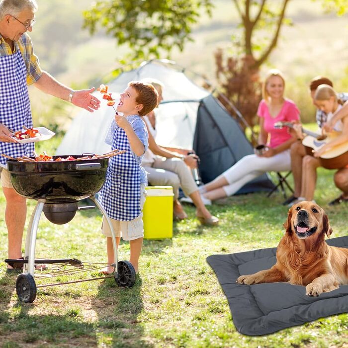 Килимок для собак, лежанка для тварин, портативна матрацна підстилка, водонепроникна, 90х60 см (Сірий). Підходить для маленьких, середніх та великих собак, для подорожей, кемпінгу, машини, переноски, дивана та підлоги.
