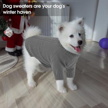 Пуловер для собак SAWMONG великих порід, з високим коміром, теплий зимовий светр для собак, сірий, розмір XX-Large
