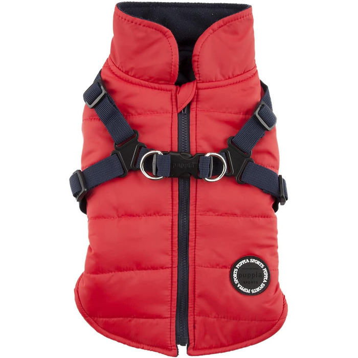 Водонепроникний теплий зимовий одяг для собак Пуппія - червоний, розмір M, з нашийником