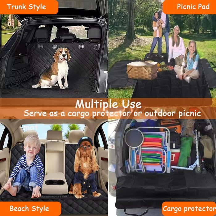 Захист для автосидіння для собак 4-в-1, чорний. Водонепроникний, стійкий до подряпин, антиковзаючий. Підходить для всіх авто, SUV.