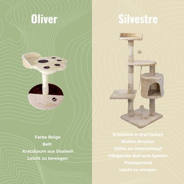 Дряпка Mobiclinic Silvestre середня, 3 рівня, ігровий комплекс для котів, платформи та укриття, європейський бренд, антистресова іграшка, сизалевий канат, бежевий