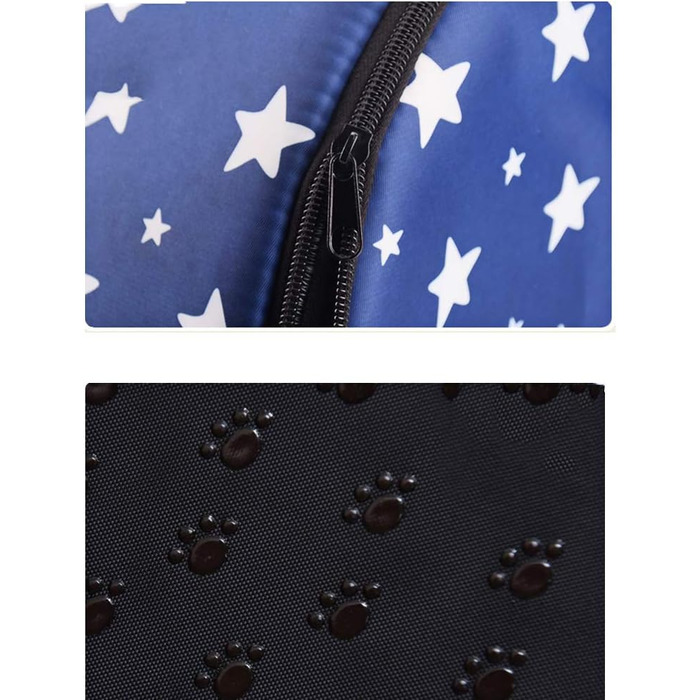 Портативне складане ліжко для собак та котів HONGBI, 2 в 1: будиночок та диван, блакитний колір з білим зірками, розмір 2XL