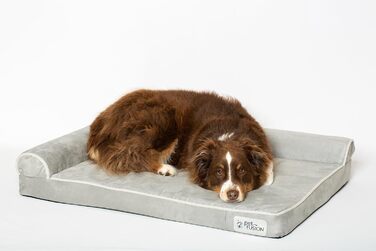 Ліжко для собак PetFusion Betterlounge з меморі-піни, велюрове, знімний водонепроникний чохол, розмір L (91×71×15 см)