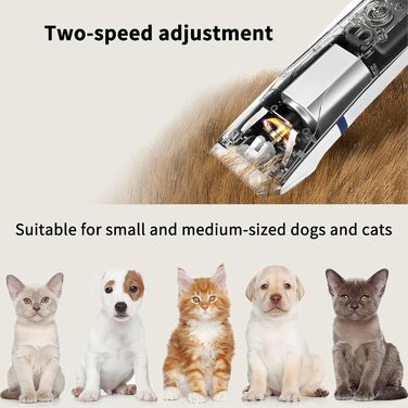 Airminti 4-в-1 Безшумна машинка для стрижки шерсті котів, USB-зарядка, 4 змінні насадки, машинка для собак, для догляду за очима/вухами/лапами/нігтями (Блакитна)
