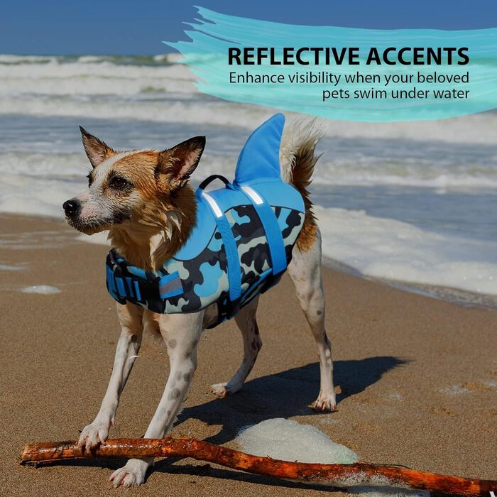 Спасальний жилет для собак 'Hai', блакизно-камуфляжний, XL (набір 1), безпечний для водних розваг