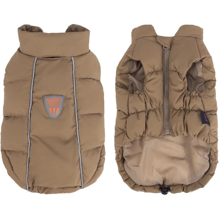 Вітронепроникна та водовідштовхувальна куртка для собак, легкий захист від снігу та холоду, підходить для Бульдога, Лабрадора, Шіба-Іну, Шнауцера, жовта, (Кофе, S)