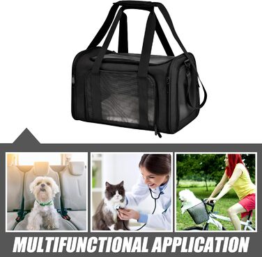 Транспортна переноска для котів WIYETY: переноска-торба для котів та маленьких собак, 3-6 кг, чорна, складана