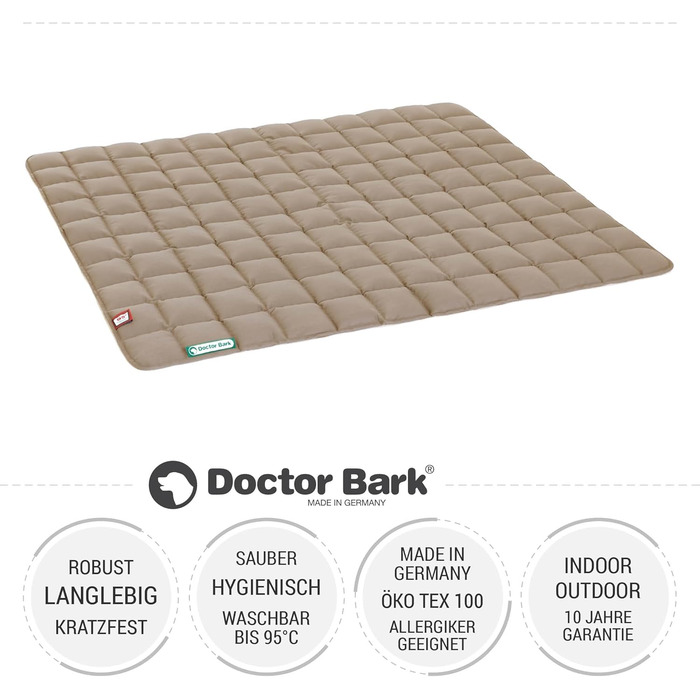 Лежак для собак Doctor Bark XXL, м'який, міцний, для великих порід, індор/аутдор, пральний до 95°C, золотисто-коричневий