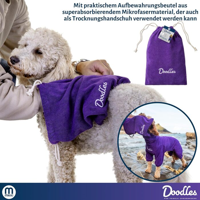 Поглинаючий рушник для собак Mikki Doodes, XXL, фіолетовий, мікрофібра