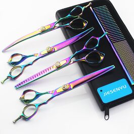 Набір професійних ножиць для грумінгу собак JIESENYU Pro: 4 шт. (7 дюймів, 2 вигнуті, для фінальної обробки)