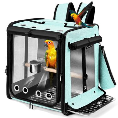 Переноска для птахів у машину Vogeltrage з ременем безпеки, міцна сітчаста клітка-переноска для подорожей, зелена